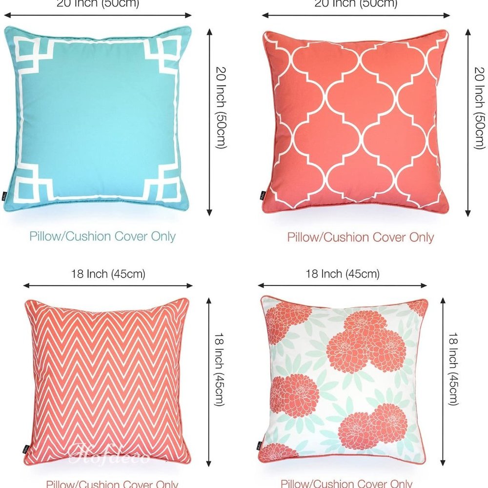 4-Pcs Colorful Pillow Covers, Living Room, Patio, Lounge Sofa, 18"x18", 20"x20" - Picture 2 of 2